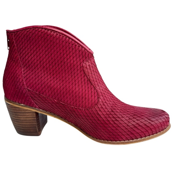 Miz Mooz Women's Nomad Ankle Western Boots Red Snake Embossed Leather Chic - Picture 7 of 12